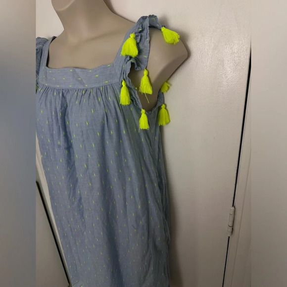 Vineyard Vines Light Blue Dress Neon Tassels Swiss Dot Size Girls 16 XL #1300 - Picture 3 of 9